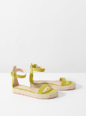 Gianvito Rossi - Ankle-strap Suede Espadrille Sandals - Womens - Light Green - 36 EU/IT