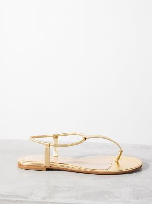 Gianvito Rossi - Jaey Thong-strap Leather Flat Sandals - Womens - Gold - 36 EU/IT