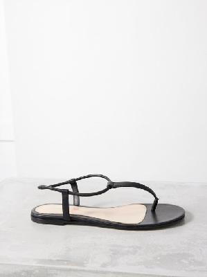 Gianvito Rossi - Jaey Thong-strap Leather Flat Sandals - Womens - Black - 36.5 EU/IT