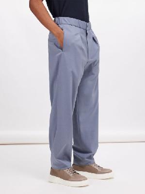 Giorgio Armani - Elasticated-waist Pleated Wool Trousers - Mens - Grey - 50 EU/IT