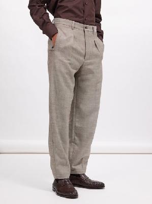 Giorgio Armani - Single-pleat Virgin Wool-blend Suit Trousers - Mens - Brown - 46 EU/IT