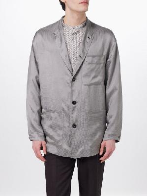 Giorgio Armani - Patch-pocket Diamond-jacquard Jacket - Mens - Grey - 52 EU/IT