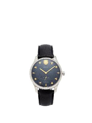 Gucci - G-timeless Leather Watch - Mens - Navy Silver
