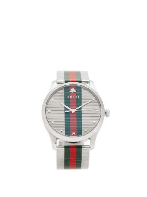 Gucci - G-timeless Web Stripe Stainless-steel Watch - Mens - Silver Multi - ONE SIZE