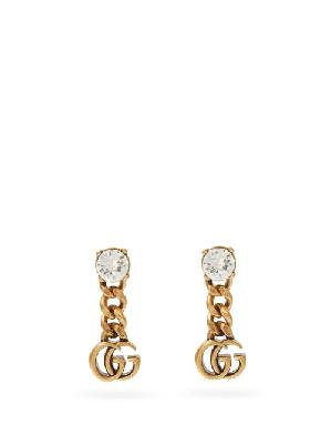 Gucci - GG Crystal-embellished Drop Earrings - Womens - Crystal - ONE SIZE