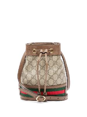 Gucci - Ophidia Mini Gg Supreme And Leather Bucket Bag - Womens - Grey Multi - ONE SIZE