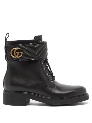Gucci - GG Marmont Leather Ankle Boots - Womens - Black - 35 EU/IT