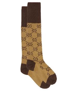Gucci - GG-jacquard Cotton-blend Socks - Womens - Beige Print - S