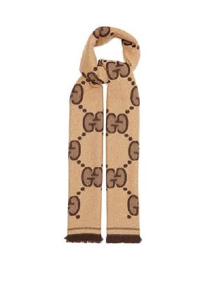Gucci - GG-jacquard Wool-blend Scarf - Womens - Beige Multi - ONE SIZE