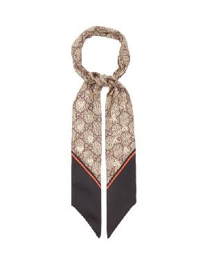 Gucci - GG And Bee-jacquard Silk-twill Scarf - Womens - Brown Multi - ONE SIZE
