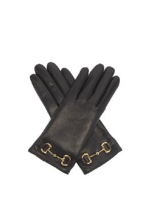Gucci - Horsebit Cashmere-lined Leather Gloves - Womens - Black - 8