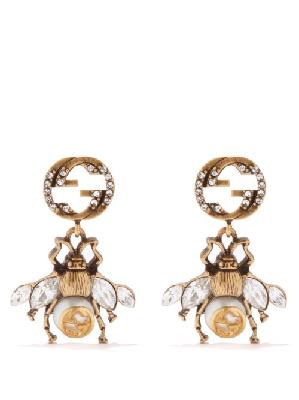 Gucci - Bee & Gg Crystal-embellished Earrings - Womens - Crystal - ONE SIZE