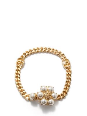 Gucci - GG Faux-pearl Chain Bracelet - Womens - Pearl - S