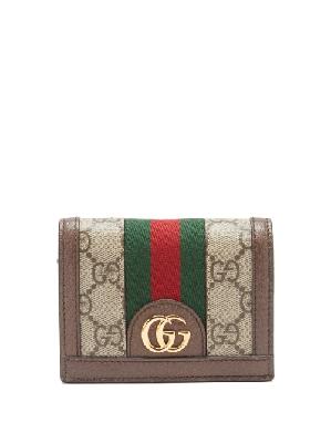 Gucci - Ophidia Gg-jacquard Web Stripe Leather-trim Wallet - Womens - Beige Multi - ONE SIZE
