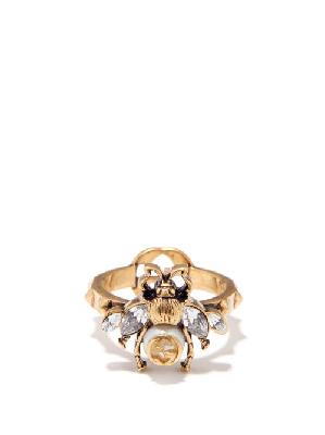 Gucci - Bee Crystal And Faux Pearl-embellished Ring - Womens - Crystal - M