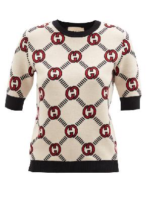 Gucci - GG-jacquard Reversible Wool-blend Sweater - Womens - Ivory Multi - XXS