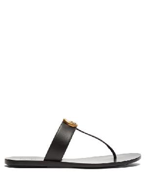 Gucci - GG Marmont T-bar Leather Sandals - Womens - Black - 34 EU/IT