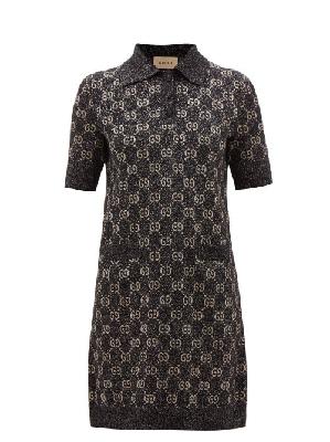 Gucci - GG-monogram Metallic Cotton-blend Polo Dress - Womens - Black - XS