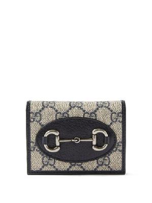 Gucci - 1955 Horsebit Gg-canvas And Leather Cardholder - Womens - Navy Multi - ONE SIZE