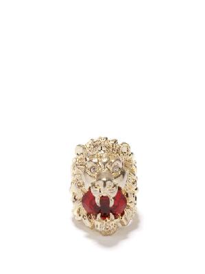 Gucci - Lion Head Crystal Ring - Womens - Red Multi - M