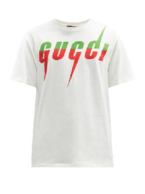 Gucci - Blade Logo-print Cotton-jersey T-shirt - Mens - Beige Multi - XS