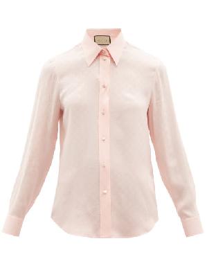 Gucci - GG-jacquard Silk-crepe Shirt - Womens - Light Pink - 38 IT