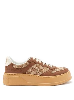Gucci - GG-jacquard Canvas And Leather Trainers - Womens - Beige - 35 EU/IT