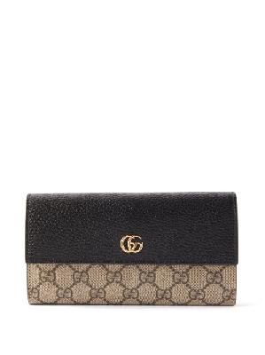 Gucci - Petite Marmont Canvas & Leather Continental Wallet - Womens - Black Beige - ONE SIZE
