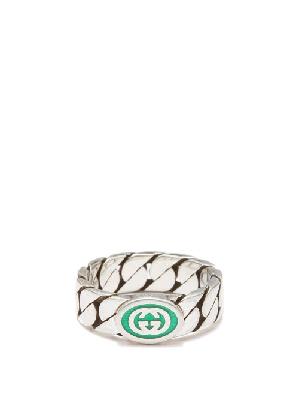 Gucci - GG-logo Enamelled Chain-effect Ring - Mens - Silver - 15