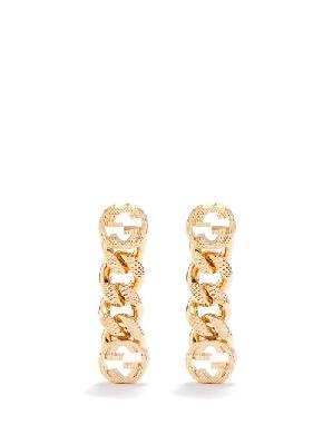 Gucci - GG-logo Chain Drop Earrings - Womens - Yellow Gold - ONE SIZE