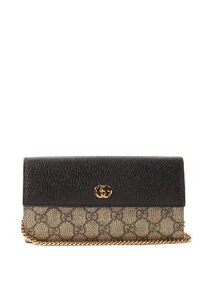 Gucci - GG Marmont Leather Wallet Cross-body Bag - Womens - Black Beige - ONE SIZE