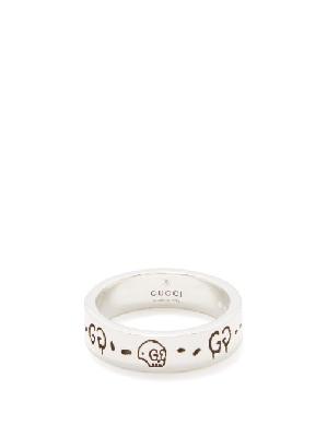 Gucci - Guccighost Logo-engraved Sterling-silver Ring - Mens - Silver - 20
