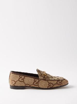 Gucci - Jordaan Horsebit Gg-canvas Loafers - Womens - Brown Multi - 35 EU/IT