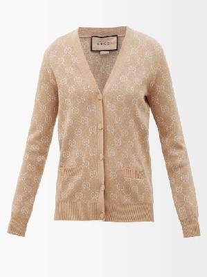 Gucci - GG-monogram Metallic Cotton-blend Cardigan - Womens - Camel - L