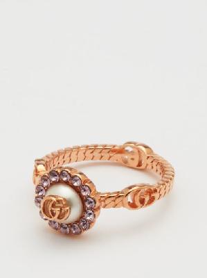 Gucci - GG-link Faux-pearl Ring - Womens - Pink Multi - XS