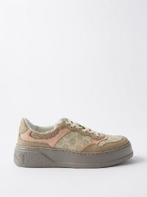 Gucci - GG-canvas And Leather Flatform Trainers - Womens - Cream - 34 EU/IT