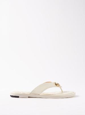 Gucci - Nadeline Gg-logo Leather Flat Sandals - Womens - White - 35.5 EU/IT