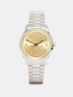 Gucci - G-timeless Stainless-steel & Gold Watch - Womens - Silver Gold
