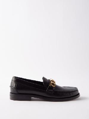 Gucci - Logo-plaque Leather Loafers - Womens - Black - 34.5 EU/IT