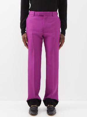 Gucci - Velvet-cuff Canvas Suit Trousers - Mens - Fuchsia