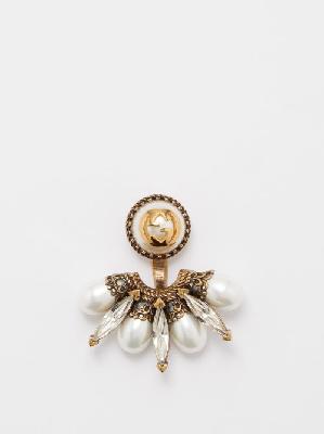 Gucci - GG Faux-pearl & Crystal Single Earring - Womens - Pearl - ONE SIZE