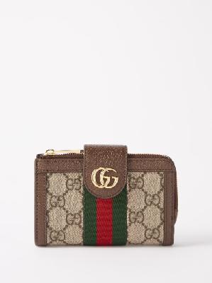 Gucci - Ophidia Gg-jacquard Web Stripe Zipped Wallet - Womens - Beige - ONE SIZE