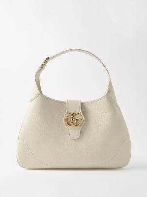 Gucci - Aphrodite Medium Gg-plaque Leather Shoulder Bag - Womens - White - ONE SIZE