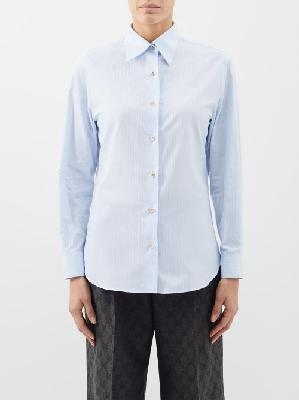 Gucci - Striped Cotton-poplin Shirt - Womens - Light Blue - 44 IT