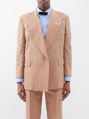 Gucci - Crystal-embellished Wool-gabardine Suit Jacket - Mens - Beige