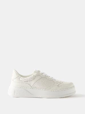 Gucci - Chunky B Gg-monogram Leather Trainers - Mens - White - 5 UK