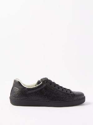 Gucci - Ace Perforated-leather Trainers - Mens - Black - 5.5 UK
