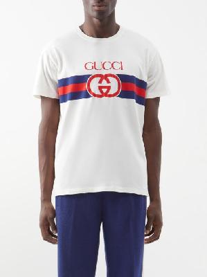 Gucci - Logo-print Cotton-jersey T-shirt - Mens - White Multi - M