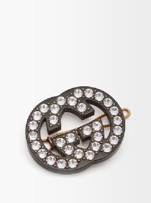 Gucci - GG Crystal Hair Clip - Womens - Black - ONE SIZE