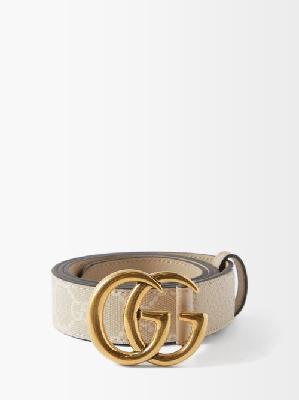 Gucci - GG Marmont Monogram-print Canvas And Leather Belt - Womens - White Multi - 75